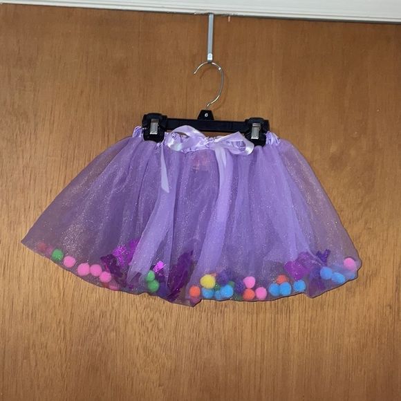 •PRINCESS EXPRESSIONS•TUTU “BIRTHDAY GIRL” SKIRT WITH COLORFUL POM-POM SIZE 4-6X - Picture 2 of 7